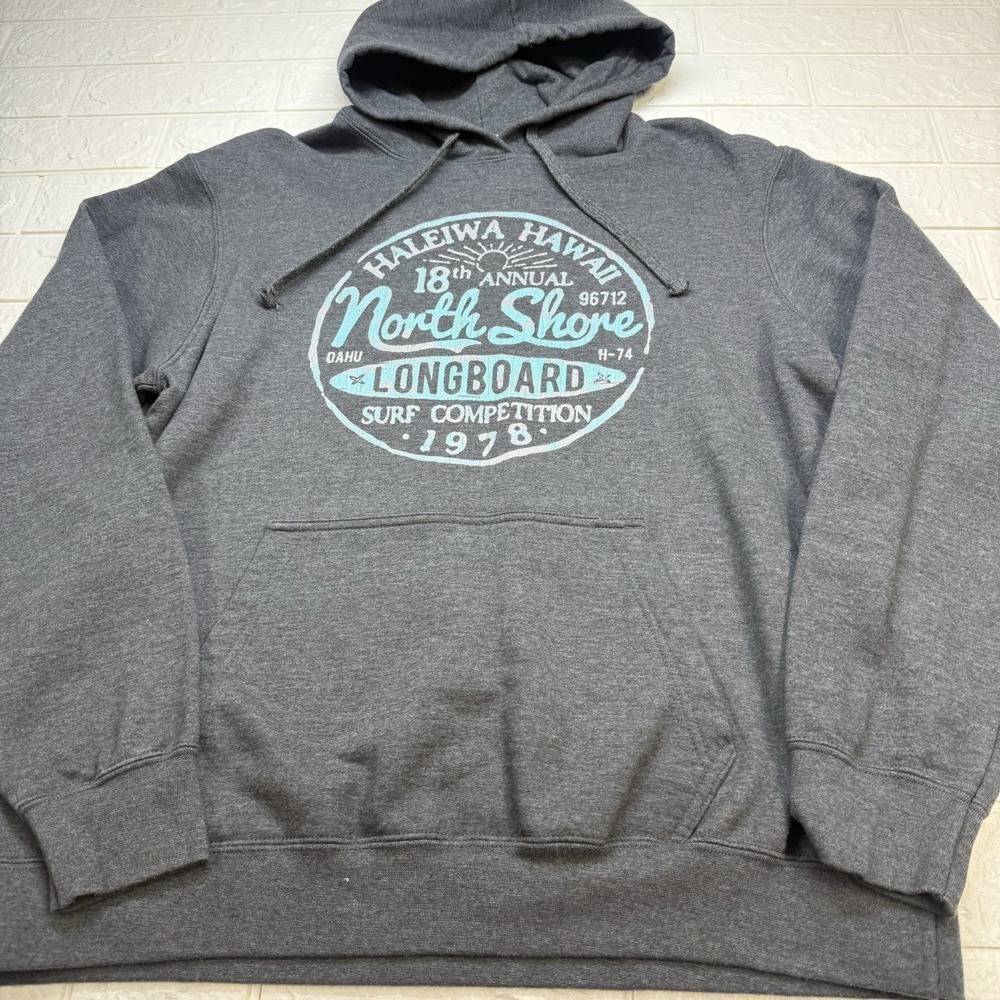 Haleiwa Hawaii North Shore 18th Longboard Surf Competition Hoodie Gray Mens L